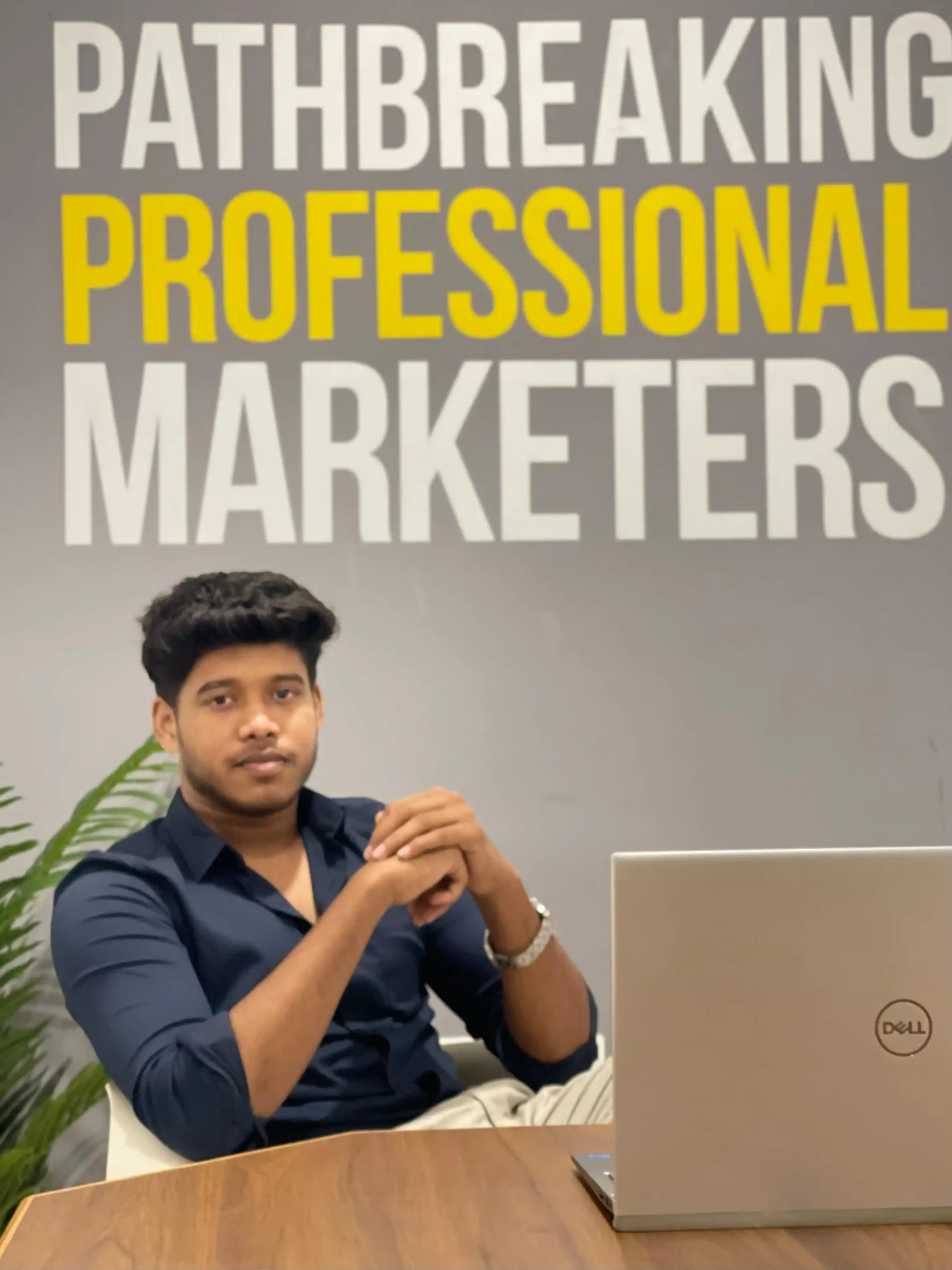 a marketing manager sitting in a professional working area